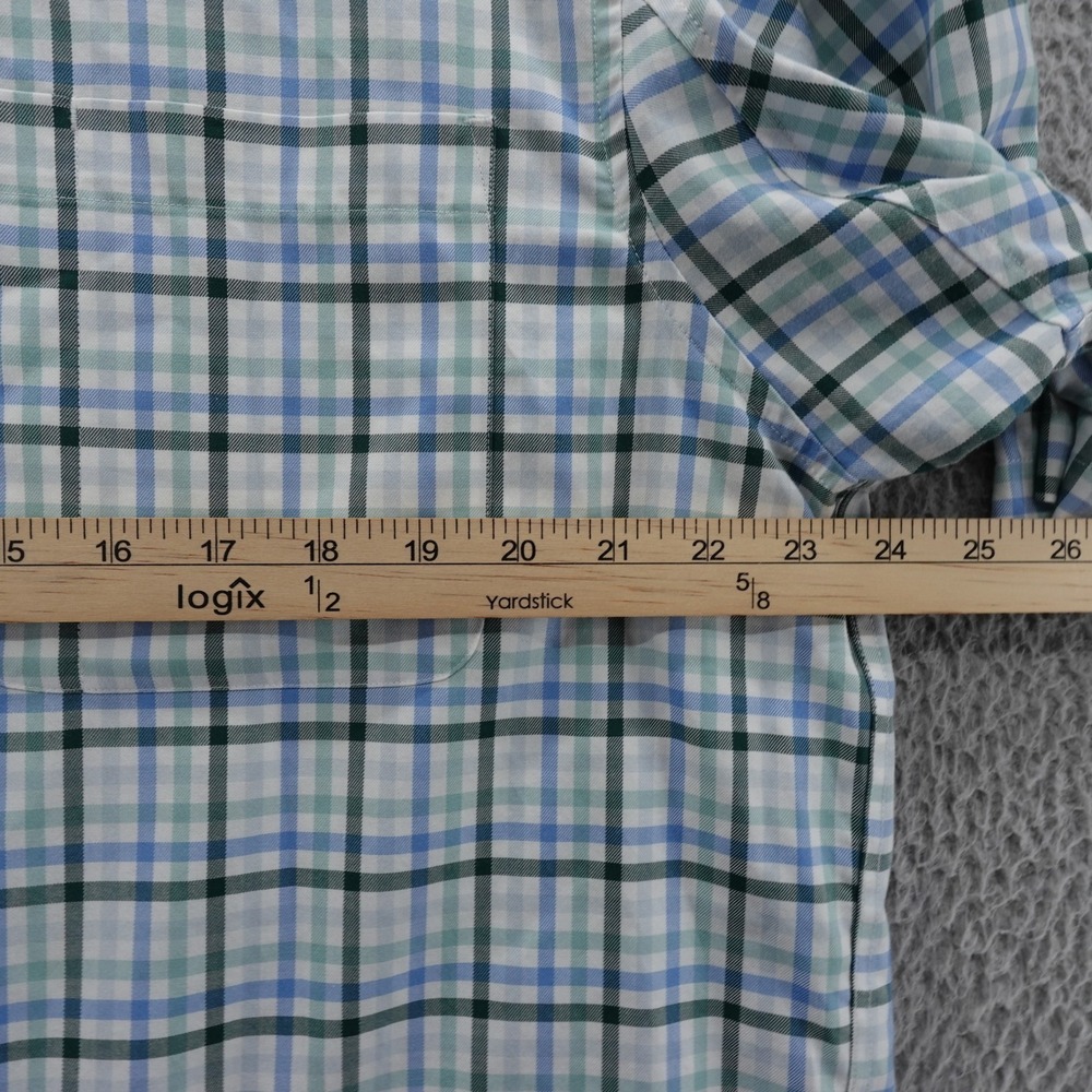 Duluth Trading Short Sleeve‎ Button Down Shirt Large Tall Blue Green Plaid Mens - Picture 6 of 11